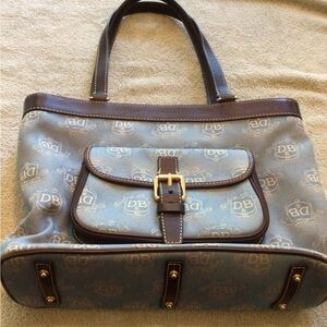 Dooney & Bourke Blue and Brown Logo Tote